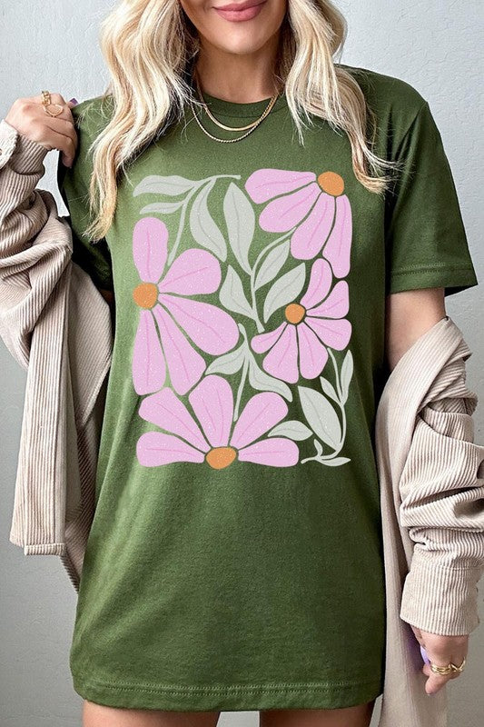 Boho Abstract Floral  Graphic T Shirts