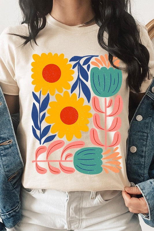 Boho Abstract Floral  Graphic T Shirts