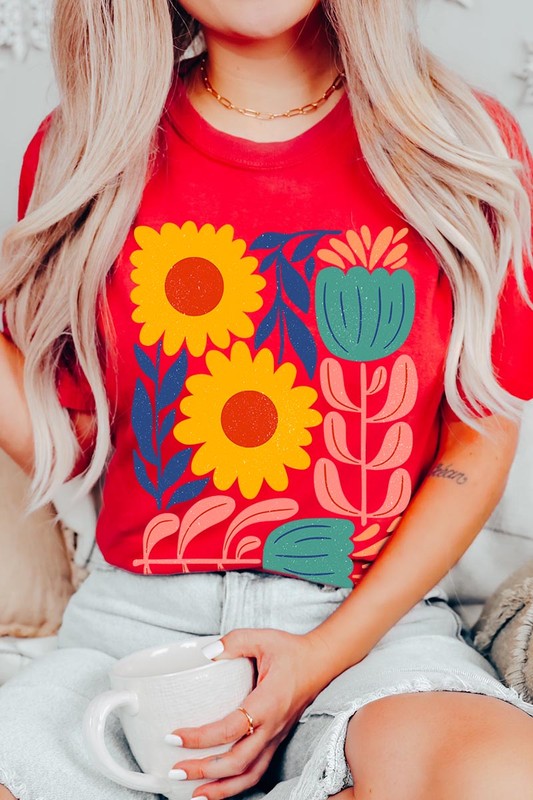 Boho Abstract Floral  Graphic T Shirts