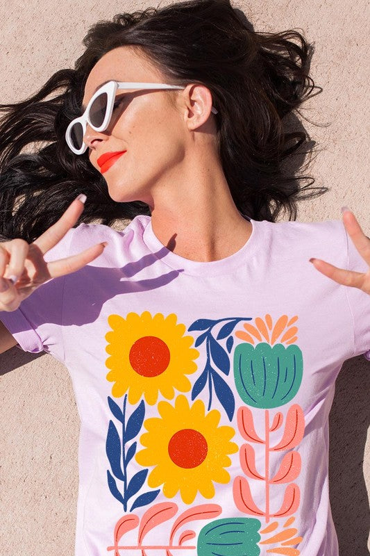 Boho Abstract Floral  Graphic T Shirts