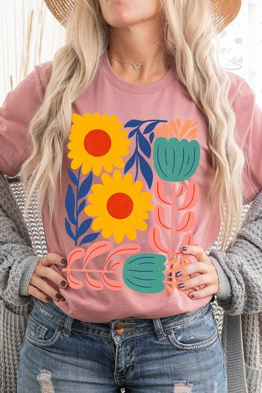 Boho Abstract Floral  Graphic T Shirts