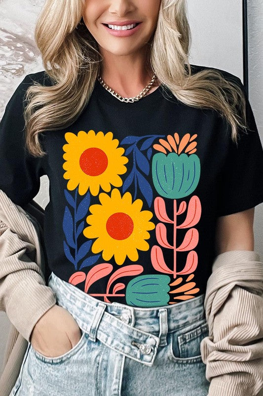 Boho Abstract Floral  Graphic T Shirts