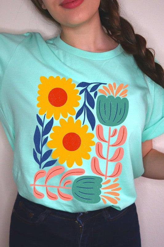 Boho Abstract Floral  Graphic T Shirts