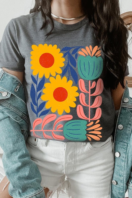 Boho Abstract Floral  Graphic T Shirts