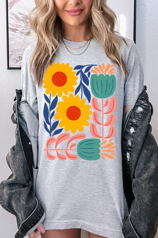 Boho Abstract Floral  Graphic T Shirts