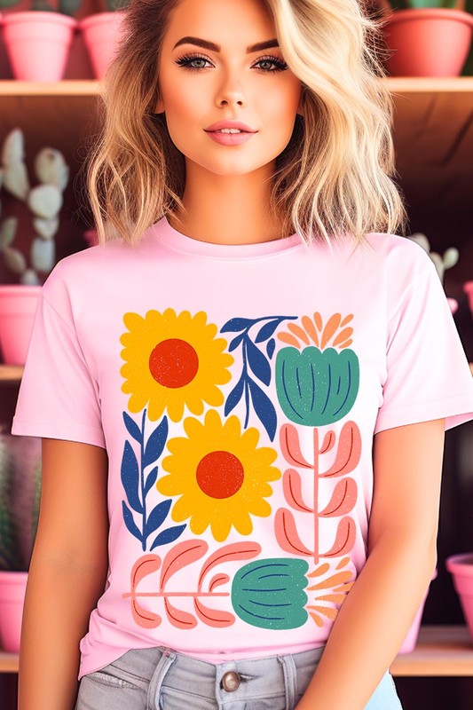 Boho Abstract Floral  Graphic T Shirts