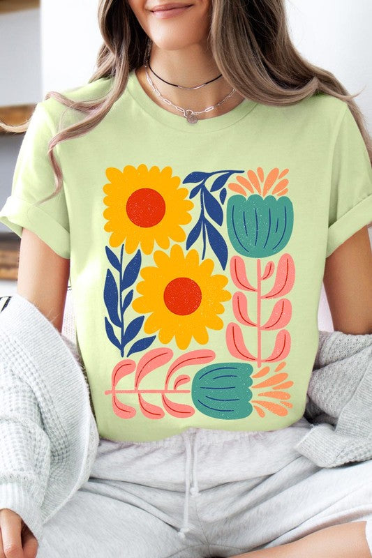 Boho Abstract Floral  Graphic T Shirts