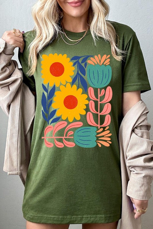 Boho Abstract Floral  Graphic T Shirts