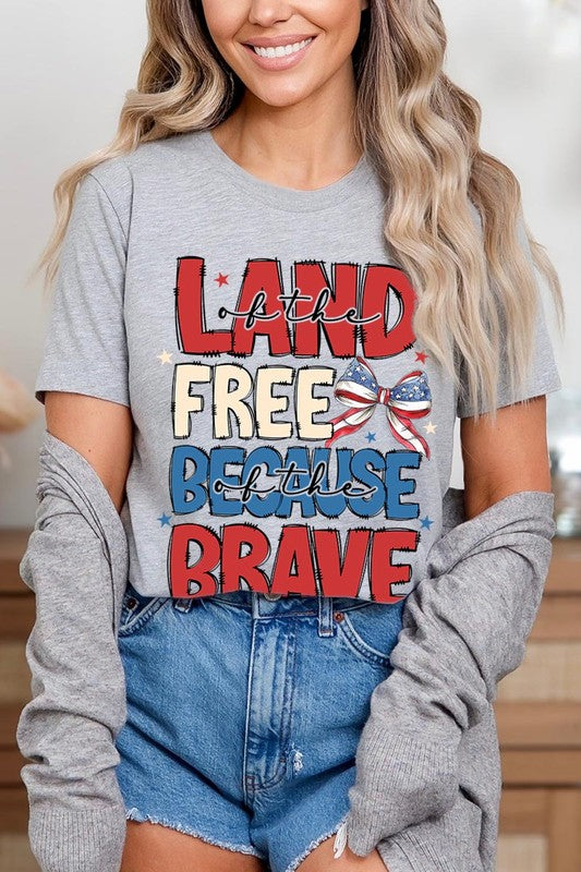 Land Of The Free USA Bow Graphic T Shirts