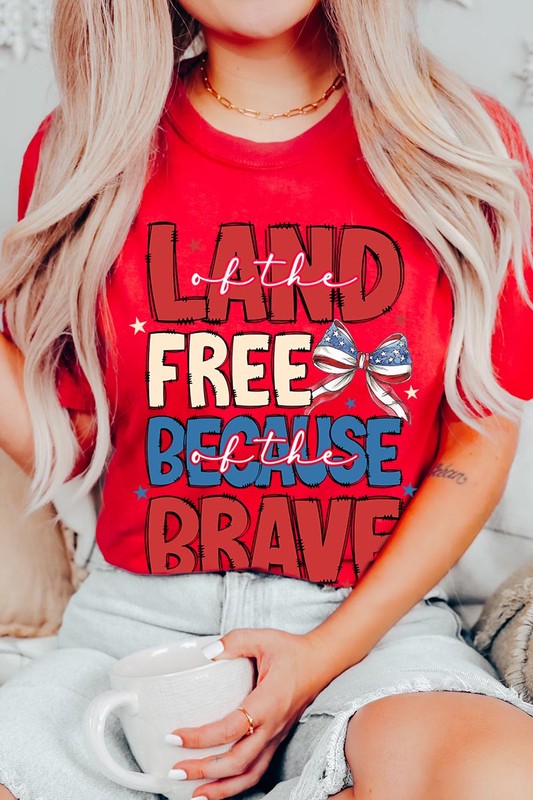 Land Of The Free USA Bow Graphic T Shirts