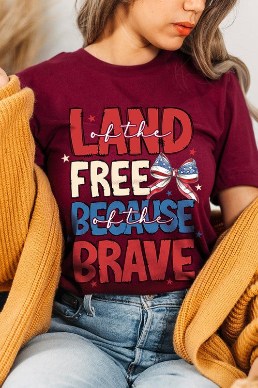 Land Of The Free USA Bow Graphic T Shirts