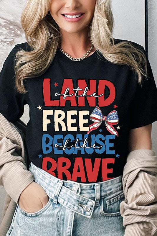 Land Of The Free USA Bow Graphic T Shirts