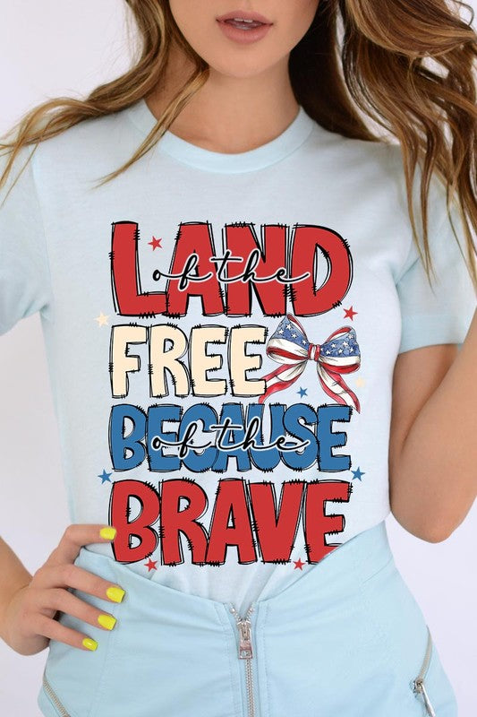 Land Of The Free USA Bow Graphic T Shirts