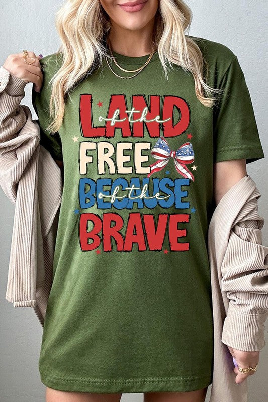 Land Of The Free USA Bow Graphic T Shirts