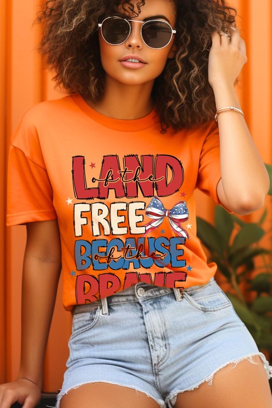 Land Of The Free USA Bow Graphic T Shirts