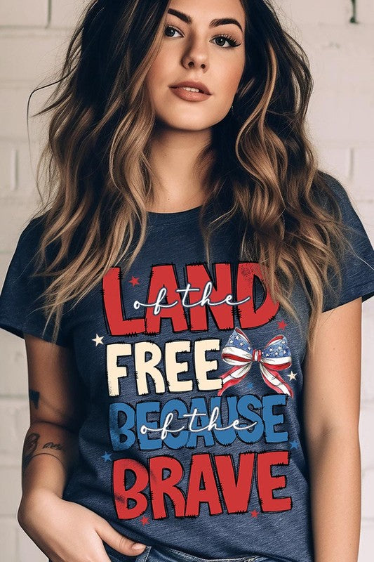 Land Of The Free USA Bow Graphic T Shirts