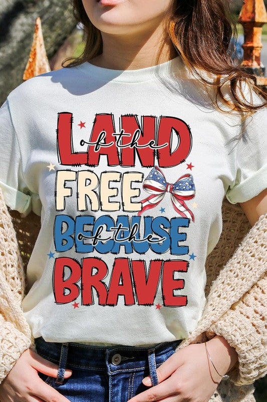 Land Of The Free USA Bow Graphic T Shirts