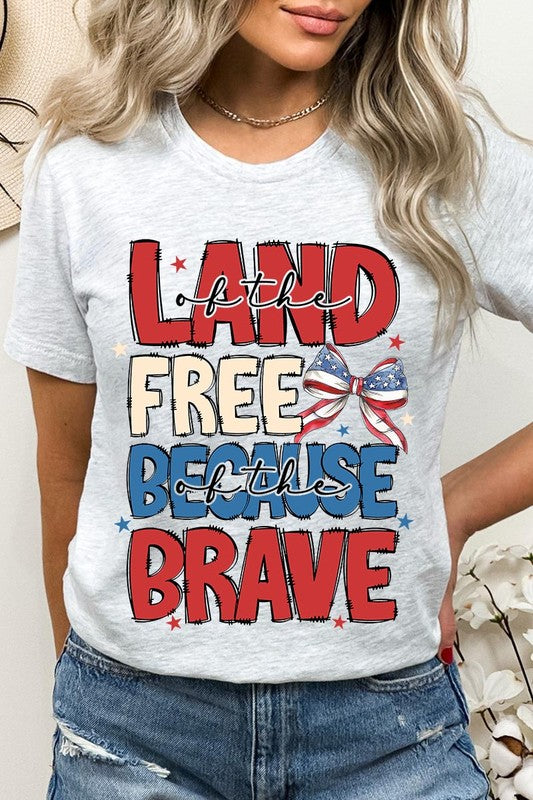 Land Of The Free USA Bow Graphic T Shirts