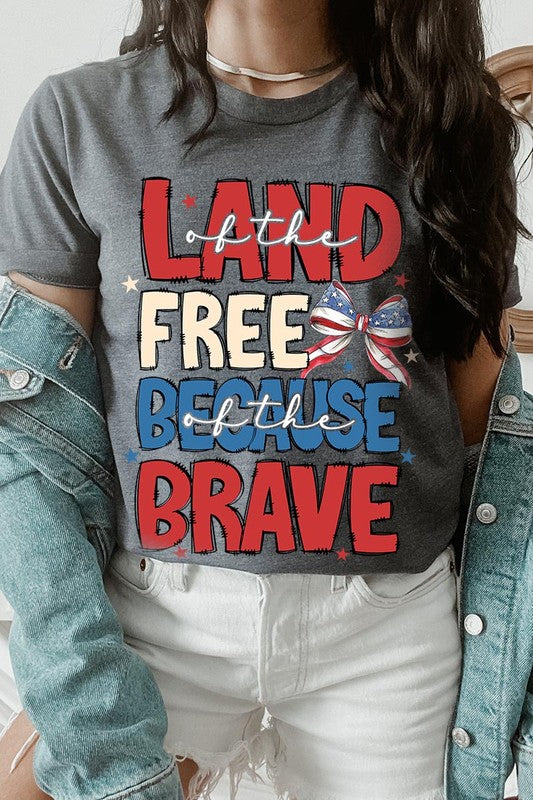 Land Of The Free USA Bow Graphic T Shirts