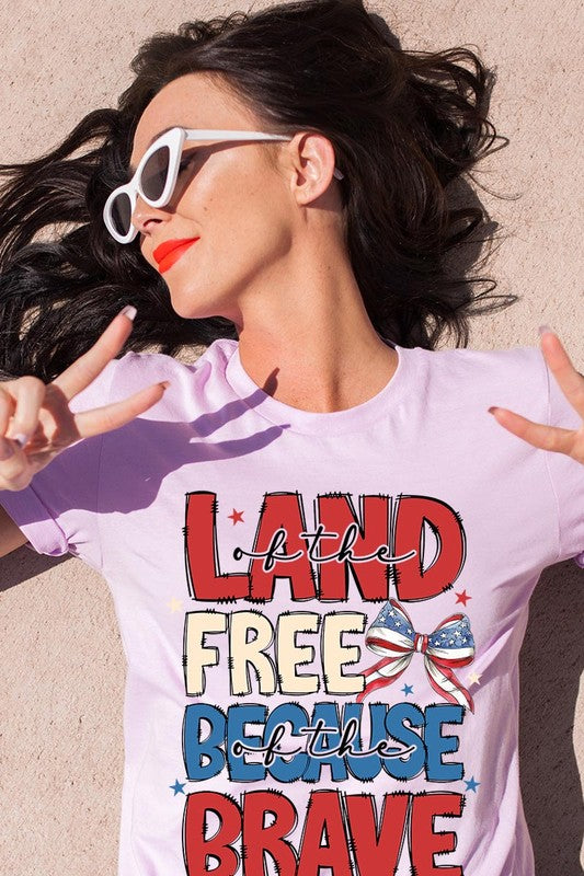 Land Of The Free USA Bow Graphic T Shirts