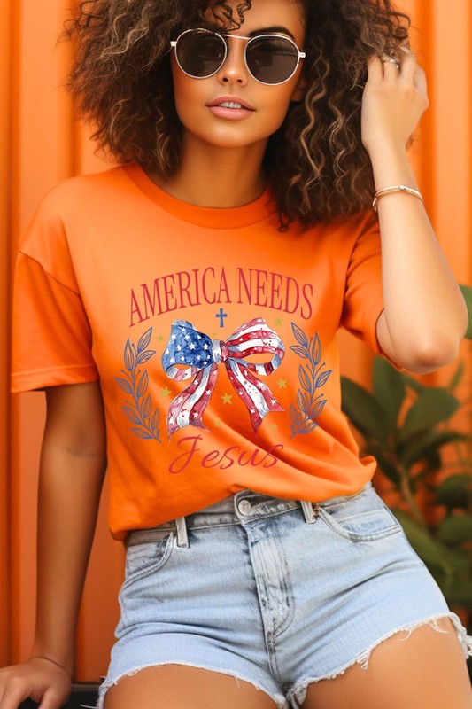 Bow America Needs Jesus Graphic T Shirts