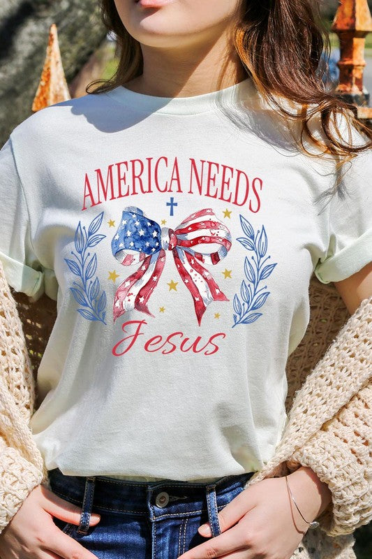 Bow America Needs Jesus Graphic T Shirts