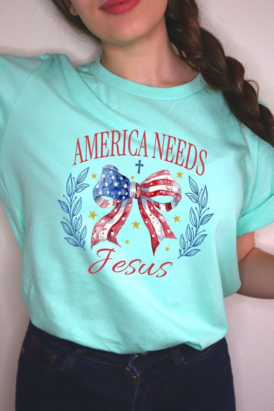 Bow America Needs Jesus Graphic T Shirts