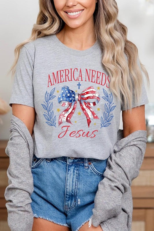 Bow America Needs Jesus Graphic T Shirts