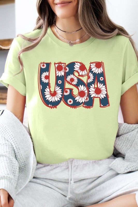 Floral USA  Graphic T Shirts