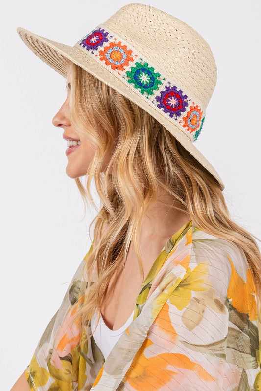 Flower Straw band Sun Hat