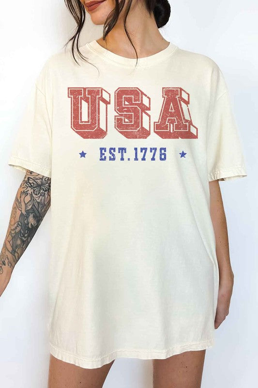 USA EST 1776 OVERSIZED GRAPHIC TEE