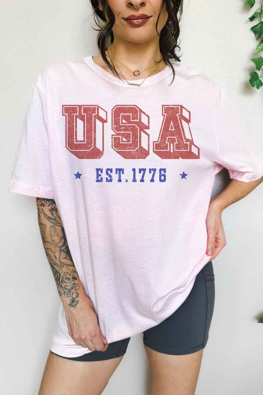 USA EST 1776 OVERSIZED GRAPHIC TEE