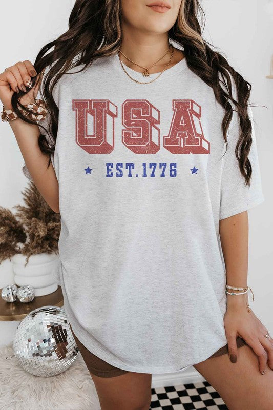 USA EST 1776 OVERSIZED GRAPHIC TEE