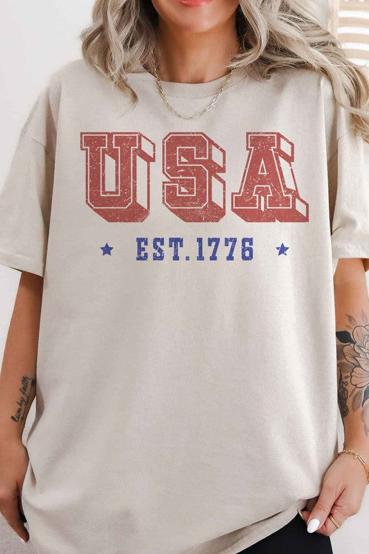 USA EST 1776 OVERSIZED GRAPHIC TEE