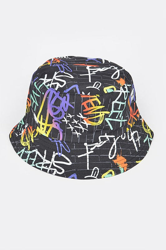 Graffiti Print Reversible Bucket Hat