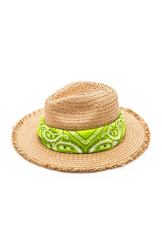 Bandana Convertible Fringe Straw Hat