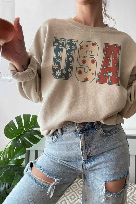 FLORAL USA GRAPHIC SWEATSHIRT