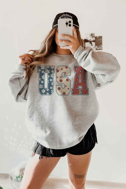 FLORAL USA GRAPHIC SWEATSHIRT