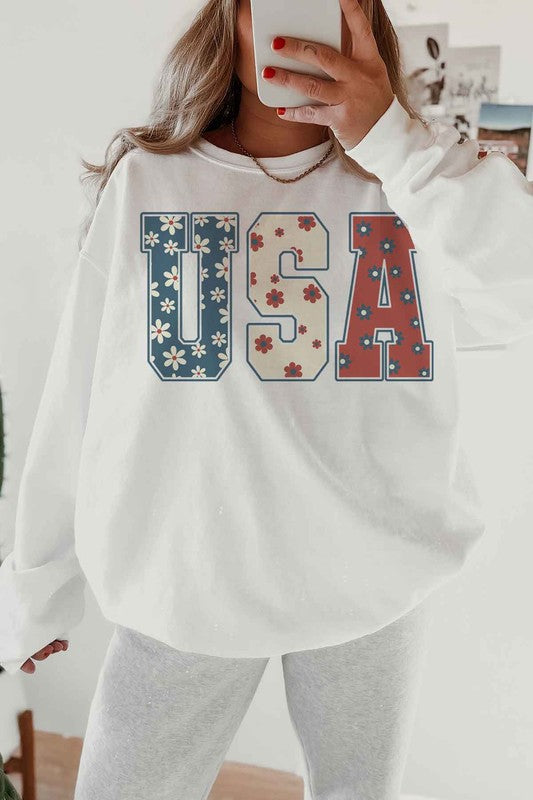 FLORAL USA GRAPHIC SWEATSHIRT