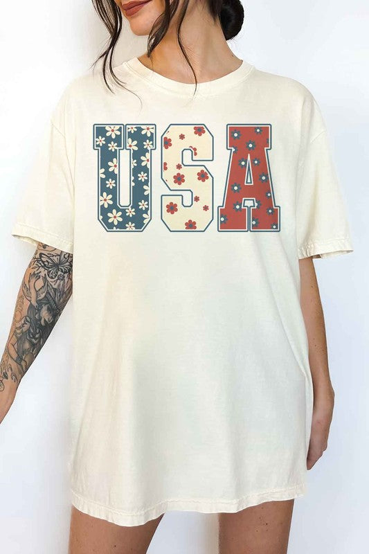 FLORAL USA OVERSIZED GRAPHIC TEE