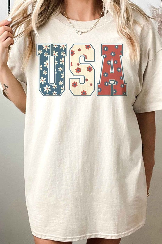 FLORAL USA OVERSIZED GRAPHIC TEE