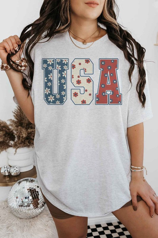 FLORAL USA OVERSIZED GRAPHIC TEE