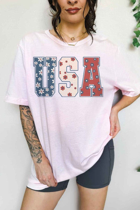 FLORAL USA OVERSIZED GRAPHIC TEE