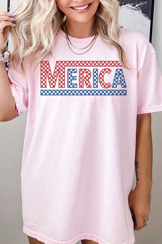 CHECKERED MERICA USA GRAPHIC TEE