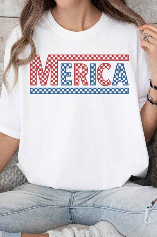 CHECKERED MERICA USA GRAPHIC TEE