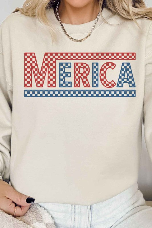 CHECKERED MERICA USA GRAPHIC SWEATSHIRT