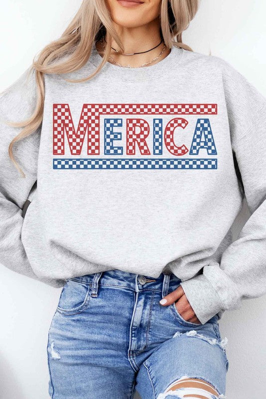 CHECKERED MERICA USA GRAPHIC SWEATSHIRT