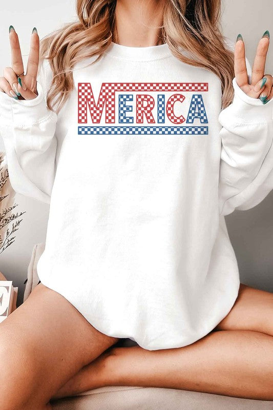 CHECKERED MERICA USA GRAPHIC SWEATSHIRT