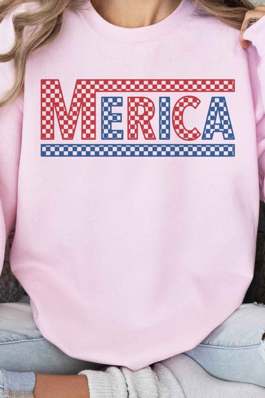 CHECKERED MERICA USA GRAPHIC SWEATSHIRT