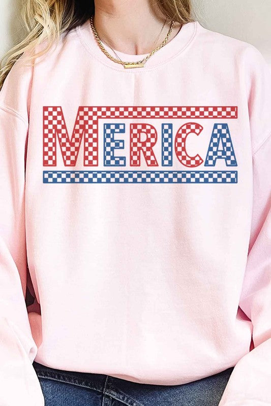 CHECKERED MERICA USA OVERSIZED SWEATSHIRT